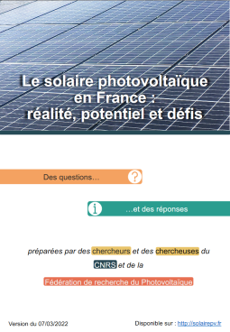 Le solaire photovoltaïque en France réalité, potentiel et défis